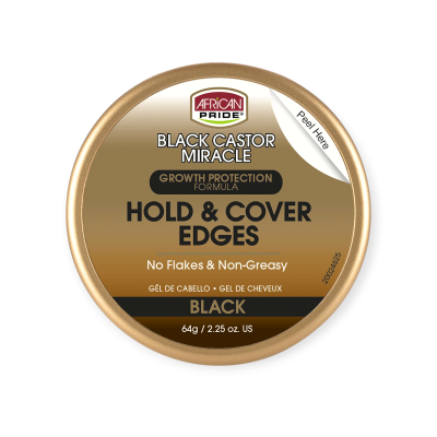 AFRICAN PRIDE BLACK CASTOR MIRACLE HOLD & COVER EDGES BLACK 64G