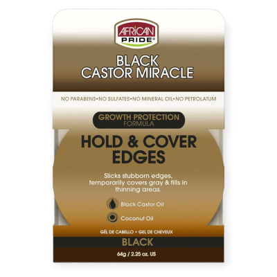AFRICAN PRIDE BLACK CASTOR MIRACLE HOLD & COVER EDGES BLACK 64G