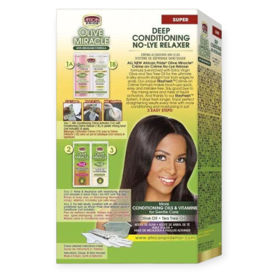 AFRICAN PRIDE OLIVE MIRACLE DEEP CONDITIONING NO-LYE RELAXER SUPER 1 TOUCH-UP KIT